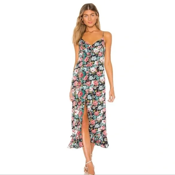 MAJORELLE | Dresses | Majorelle Quincy Midi Dress With Slit Pink And Blue  Florals | Poshmark
